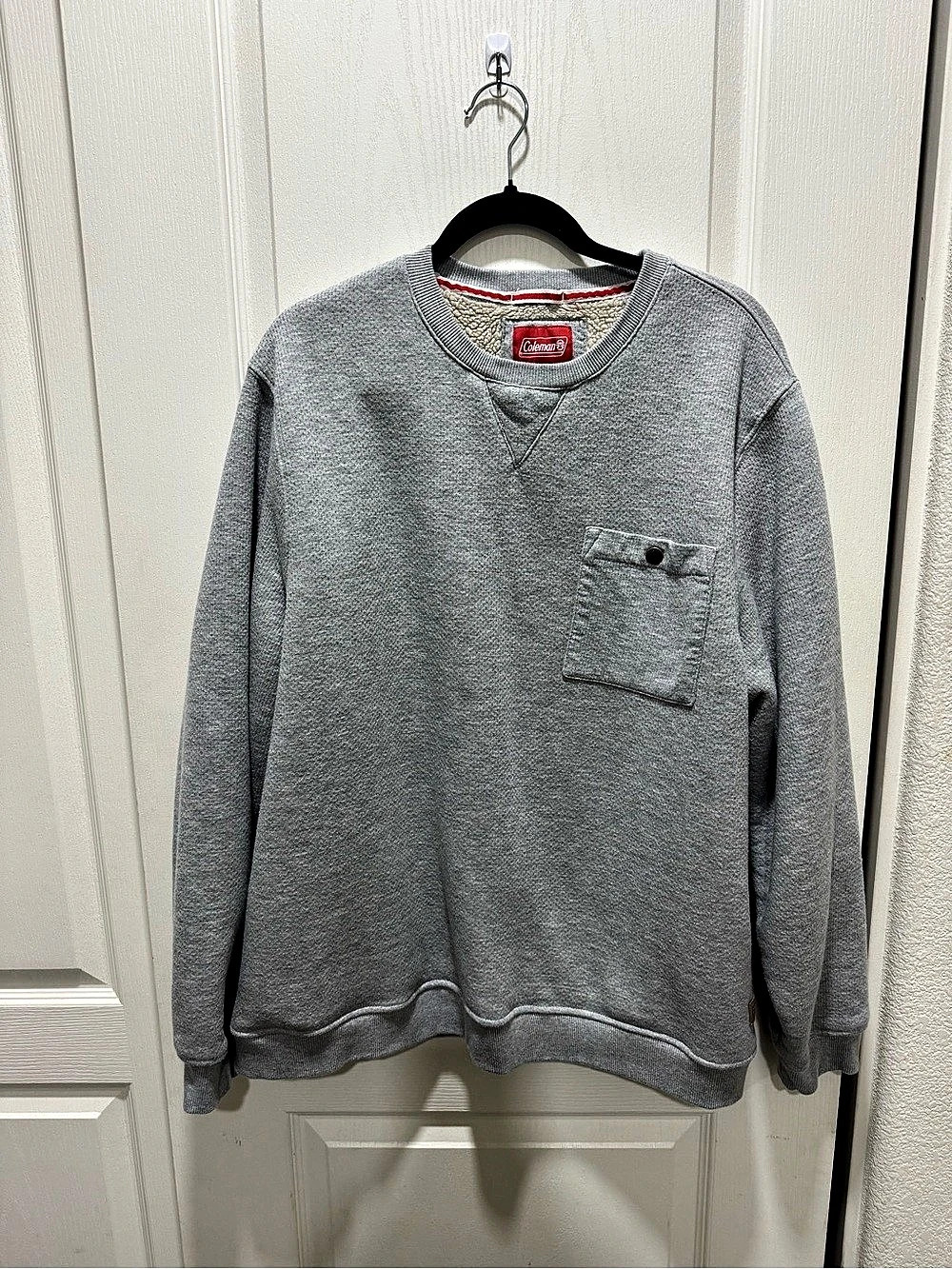 Coleman Men’s Sherpa Lined Crewneck Sweatshirt Gray XXL Outdoor
